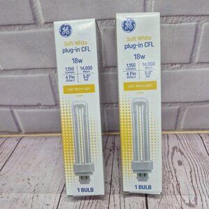 2 lot GE CFL Light Bulb, Soft White, Double Biax, G24-q Base, 18 Watt